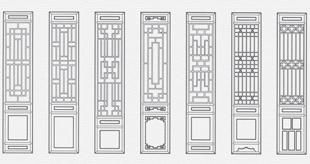 滦南常用中式仿古花窗图案隔断设计图