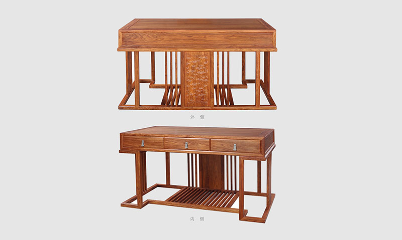 滦南 别墅中式家居书房装修实木书桌效果图